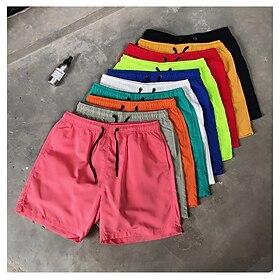 Men's Shorts Beach Shorts Elastic Drawstring Design Plain Comfort Soft Knee Length Casual Daily Beach Fashion Streetwear Blue White Micro-elastic