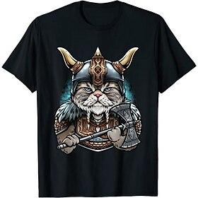 Vikings Cat Warriors T-shirt Anime Classic Street Style For Couple's Men's Women's Adults' Hot Stamping Casual Daily