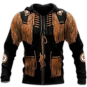 Men's Tribal Graphic Prints Hoodie Hoodies Sweatshirt Full Zip Hoodie Long Sleeve Hooded Sweatshirt Hooded Streetwear 3D Print Sports Outdoor Daily Sports Bro