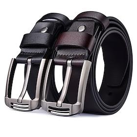 Men's Leather Belt Dermis Retro Traditional Plain Black Coffee Daily Wear Going out Weekend Classic Jean Belt