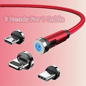 5A Magnetic Multi Charging Cable 3.3ft 6.6ft USB A to Lightning / micro / Type C Fast Charging 3 in 1 540° Rotating Phone Charger Nylon Braided USB Cable For I