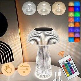 moderne kreative quallenlampe kristall wiederaufladbare tischlampe nachtlichter pilz touch dimmer lampe rgb 16 farben für zuhause tisch nacht dekor beleuchtung