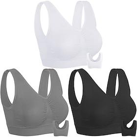 Women's Sports Bra High Support Removable Pad Wireless Solid Color Black White Yoga Fitness Gym Workout Bra Top Sport Activewear High Impact Breathable Quick D