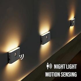 LED Night Lights Motion Sensor USB Rechargeable Linkage Induction Wireless Night Light Kitchen Cabinet Corridor Night Lamp for Bedroom Home Staircase Passagewa