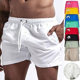 Men's Swim Shorts Swim Trunks Quick Dry Board Shorts Bathing Suit Breathable Drawstring With Pockets - Swimming Surfing Beach Water Sports Solid Colored Spring
