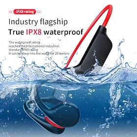 Bone Conduction Bluetooth Earphones - IPX8 Waterproof MP3 Player, 32GB Memory, HiFi Ear-Hook Headphones with Mic for Swimming Valentine's Day Gift