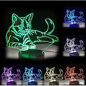 3d led nachtlampje huisdier kat illusion usb naast tafellamp 7 kleuren veranderende touch schakelaar decoratie nachtlampje verjaardagscadeau minnaar thema spee