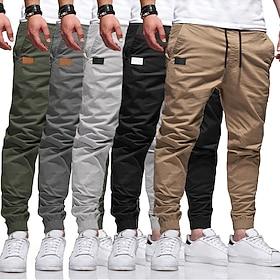 Men's Cargo Pants Cargo Trousers Joggers Trousers Casual Pants Drawstring Elastic Waist Elastic Cuff Plain Sports Outdoor Running Streetwear Workout ArmyGreen