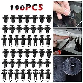 190Pcs Universal Plastic Fender Trim Panel Clips Set Bumper Fasteners Push Pin Rivets Auto Body Retainer Kit Car Replacement