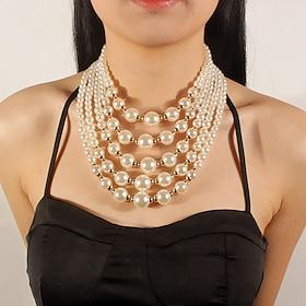 Earrings Pearl Necklace Choker 2 Pcs Flapper Accessories Retro Vintage 1920s Alloy For The Great Gatsby Cosplay Women's Costume Jewelry Fashion Jewelry