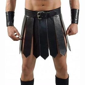 Men's Roman Gladiator Kilt Set Warrior Viking Retro Vintage Medieval Skirt Scottish Utility Kilts Cosplay  Costume Halloween LARP Club Wear