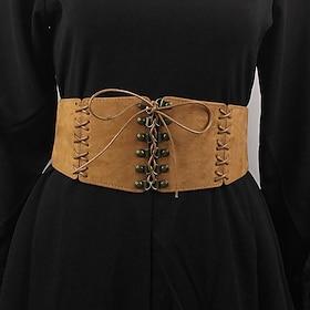 Women's Corset Belt PU Leather Steel Buckle Bow Decor Rivet Decor Vintage Retro Work Daily Black White Wine Brown