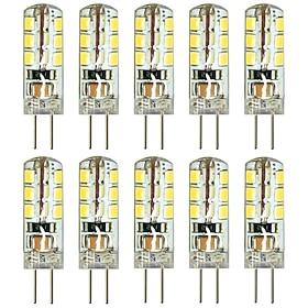 10pcs G4 Bi-pin LED Light Bulb 3W 24LED SMD 2835 Equivalent Halogen Bulb 30W Warm white 3000K Daylight White 6000K 360° Beam Angle Flicker Free DC12V AC220V AC