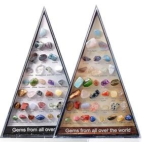 Healing Crystals,36 Kinds Of Natural Crystal Agate Gemstone Ore Specimens Triangle Set Festival Gift Teaching MineRock CrystalHealing Stone Valentine's Day Gif