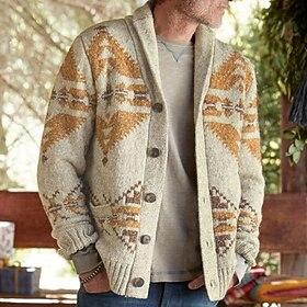 Men's Sweater Cardigan Knit Vintage Style Retro Geometric Shawl Collar Stylish Sweaters Daily Wear Clothing Apparel Fall Winter Khaki Gray M L XL
