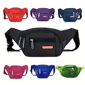 Black Waterproof Waist Bag – Multi-Pocket Fanny Pack for Travel, Hiking, Running, and Outdoor Sports