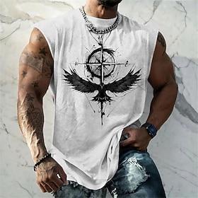 Men's Graphic Animal Viking Warrior Vest Top Sleeveless T Shirt for Men Sleeveless Cap Sleeve T shirt 3D Print Crew Neck Shirt Fashion Designer Muscle Daily Sp