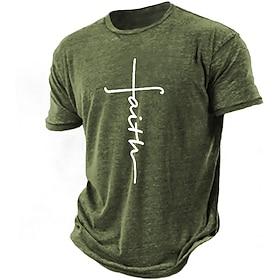 Men's Bible Graphic Faith T Shirt Distressed T Shirt Short Sleeve T shirt 3D Print Crew Neck Shirt Vintage Fashion Designer Outdoor Daily Sports Pink Blue Army