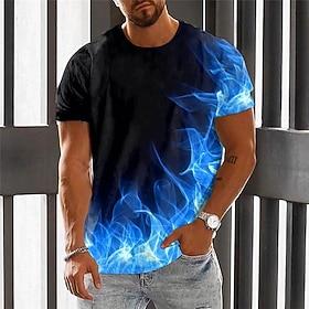 Men's Graphic Hellfire Flames Flame T Shirt Flame Shirt Short Sleeve T shirt 3D Print Crew Neck Shirt Vintage Fashion Designer Outdoor Daily Sports Light Green