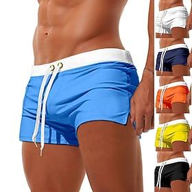Men's Swim Shorts Swim Trunks Patchwork Drawstring Zipper Pocket Lycra Quick Dry Stretchy Comfortable Board Shorts Bottoms Surfing Beach Water Sports Summer