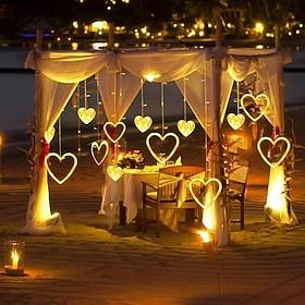 LED Curtain String Lights 126 LED String Light Battery  USB Powered Waterproof Heart Shape Lights 8 Flashing Modes For Girl  Wedding  Restaurant Hotel Window L