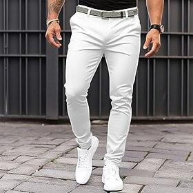 Men's Trousers Chinos Casual Pants Chino Pants Front Pocket Plain Comfort Breathable Casual Daily Holiday Fashion Basic Pumpkin Black
