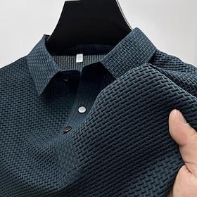 Men's Textured Golf Polos Shirts Casual Holiday Classic Short Sleeve Fashion Basic Plain Buttons Summer Regular Fit Navy Black White Yellow Green Dark Blue Tex