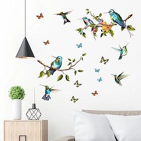 1 Set Of Hummingbird Wall Decals, Peel And Stick, Bird Flower Wall Stickers Decor, Butterfly, Plant Vinyl Glass Wall Decals For Home, Removable Stickers For Be