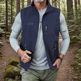 Men's Waterproof Fishing Vest Hiking Vest Sleeveless Outerwear Jacket Zip Top Outdoor Windproof Ultra Light (UL) Quick Dry Autumn / Fall Spring Back Venting De