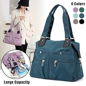 Women's Large Capacity Waterproof Nylon Shoulder Bag – Stylish Multi-Pocket Tote Handbag for Travel, Work  Daily Use