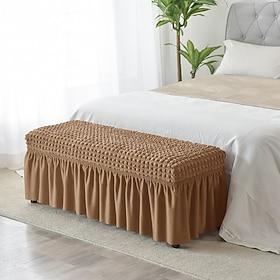 Stretch Bubble Lattice Bench Cover Burgundy Ottoman Slipcovers Elastic Protector For Livingroom Bedrrom Floral Soft Durable Washable