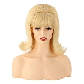 Womens Flip Wig 70s Pinup Pelucas 60s Retro Beehive Style Vintage Look Betty Rubble Wig Carnival Costume Women Wig wtih Bang Halloween Wigs