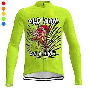 Men's Cycling Jersey Graphic Letter  Number Long Sleeve Bike Jersey Top with 3 Rear Pockets Mountain Bike MTB Road Bike Cycling Quick Dry Reflective Strips Bac