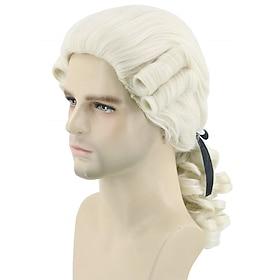 Mens Wig for Colonial Historical Judge Costumes Wig Beige Carnival Cosplay Wigs Halloween Wigs
