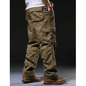 Men's Cargo Pants Cargo Trousers Hiking Pants Pocket Plain Comfort Breathable Outdoor Daily Going out Fashion Casual Army Yellow Black Micro-elastic