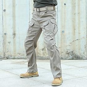 Men's Cargo Pants Cargo Trousers Tactical Pants Buttons Multi Pocket Plain Wearable Casual Daily Holiday Sports Fashion Black Khaki