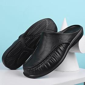 Men's Black EVA Slip-On Loafers – Comfortable Casual Mules for Indoor  Outdoor Wear
