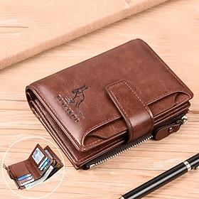 Men's Vintage Faux Leather Wallet - Bifold with Zipper, Multi-Card Slots, RFID Blocking, and Secure Snap Closure