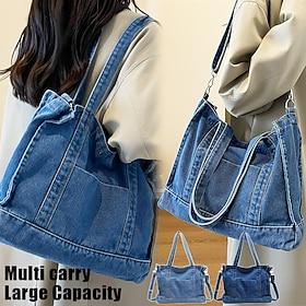 Denim Shoulder Bag for Women – Large Capacity, Multi-Carry Design, Casual Everyday Tote