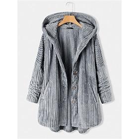 Women's Fleece Sherpa Jacket Teddy Coat with Hood Windproof Warm Winter Coat Fashion Plush Outerwear Long Sleeve Fall