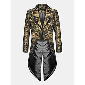 Men's Casual Blazer Black Gold Vampire Gothic Plus Size Jacket Showman Tuxedo Tailcoat Dress Frock Coat Steampunk Victorian