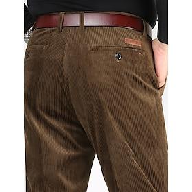 Men's Dress Pants Corduroy Pants Winter Pants Trousers Slacks Pocket Plain Comfort Breathable Outdoor Daily Going out Fashion Casual Black Army Green