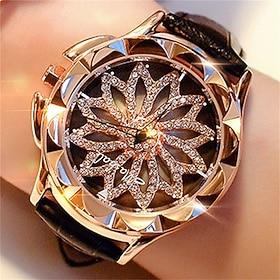 Watch Women Rhinestone Watches Ladies Watch Leather Big Dial Bracelet Women Wrist Watch Crystal Watch Mother's Day Gift Choice
