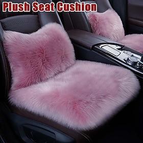 Car Seat Cushion Fur Covers, Fiber Faux Wool Mat, Long Plush, Universal Women's Warm Car Seat Cushion Winter