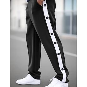 Men's Sweatpants Joggers Tear Away Pants Trousers Straight Leg Sweatpants Drawstring Elastic Waist Side Button Plain Comfort Breathable Outdoor Daily Going out