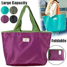 Women's Tote Drawstring Bag Diaper Bag Tote Oxford Cloth Outdoor Shopping Daily Large Capacity Waterproof Foldable Solid Color Color Block Black large Black me