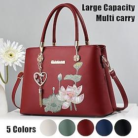 Women's Handbag Crossbody Bag Shoulder Bag Boston Bag PU Leather Outdoor Daily Holiday Pendant Zipper Large Capacity Waterproof Durable Solid Color Embroidery