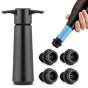 Wine Saver Vacuum Pump with 4 Wine Stoppers Preserver Air Pump Wine Sealer Corks for Red Wine Bottle Wine Rubber Barware Vacuum Stoppers and Preserver Reusable