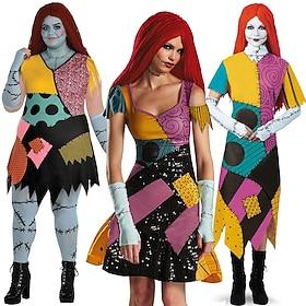 De nachtmerrie voor Kerstmis Sally Jurken Volwassenen Dames Eng kostuum Prestatie Feest Kerstmis Carnaval Mardi Gras Makkelijk carnavalskostuum