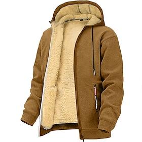 Men's Hoodie Full Zip Hoodie Fleece Jacket Black White Wine Army Green Navy Blue Hooded Plain Sports  Outdoor Daily Holiday Vintage Streetwear Casual Fall  Win